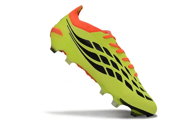 Adidas Predator Jaune Orange Néon Upper Accent Lacets et Col Chaussures de Football Terrain Ferme 2