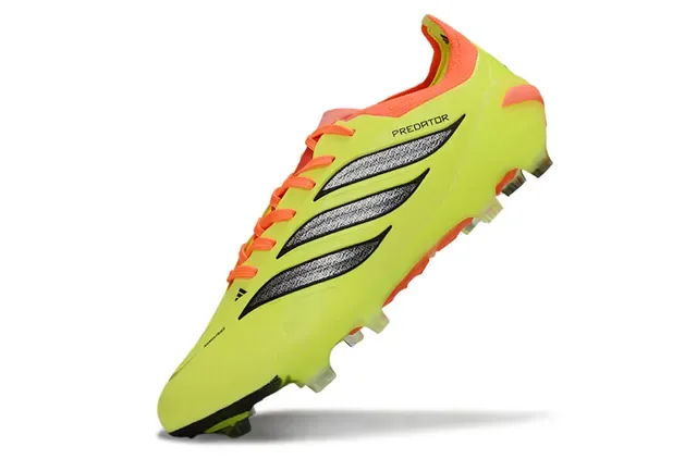 Adidas Predator Jaune Orange Néon Upper Accent Lacets et Col Chaussures de Football Terrain Ferme 3