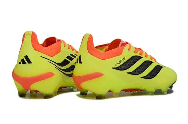 Adidas Predator Jaune Orange Néon Upper Accent Lacets et Col Chaussures de Football Terrain Ferme 5