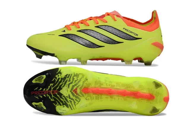Adidas Predator Jaune Orange Néon Upper Accent Lacets et Col Chaussures de Football Terrain Ferme 6