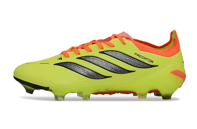 Adidas Predator Jaune Orange Néon Upper Accent Lacets et Col Chaussures de Football Terrain Ferme 7