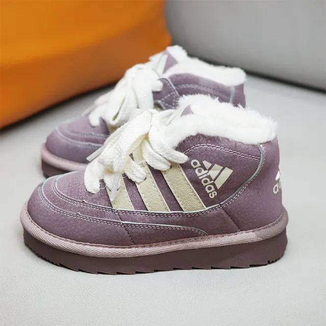 Adidas Bottes de neige violet beige hautes doublées en peluche 15