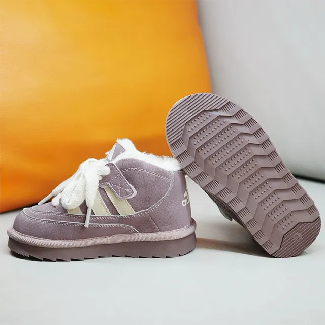 Adidas Bottes de neige violet beige hautes doublées en peluche 16