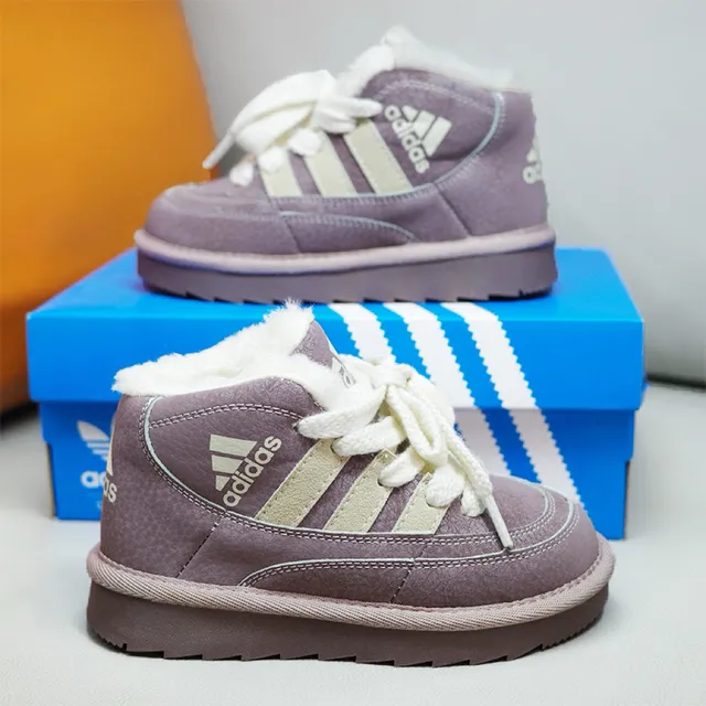 Adidas Bottes de neige violet beige hautes doublées en peluche 18