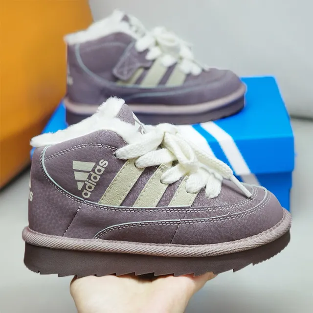 Adidas Bottes de neige violet beige hautes doublées en peluche 23