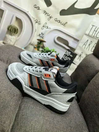 Adidas Purple Gray Suede Upper Three-Stripe Side Panel Sneakers 7