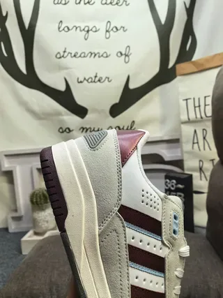 Adidas Purple Gray Suede Upper Three-Stripe Side Panel Sneakers 23