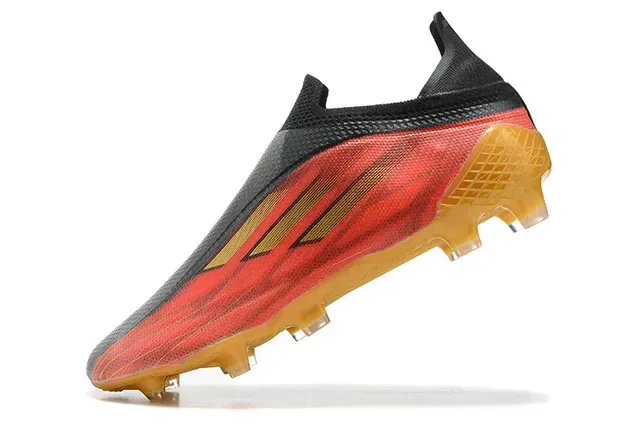 Adidas Rouge Noir Chaussures de Football Basse Coupe Lacets Asymétriques Jaula Terrain Ferme 4