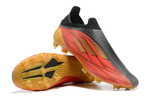 Adidas Rouge Noir Chaussures de Football Basse Coupe Lacets Asymétriques Jaula Terrain Ferme 6
