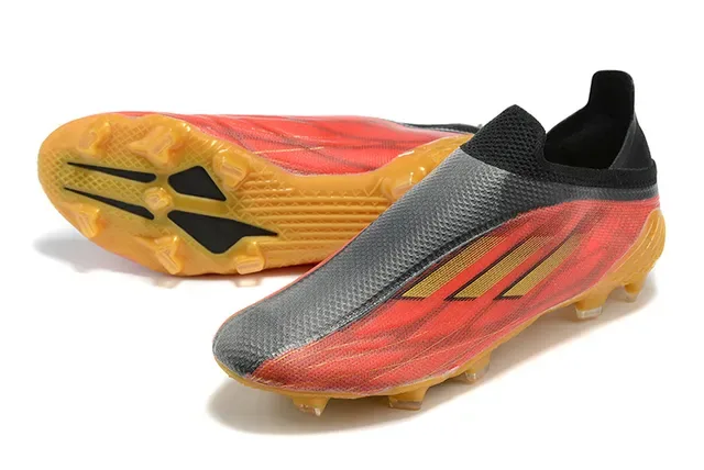 Adidas Rouge Noir Chaussures de Football Basse Coupe Lacets Asymétriques Jaula Terrain Ferme 7