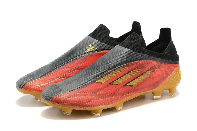 Adidas Rouge Noir Chaussures de Football Basse Coupe Lacets Asymétriques Jaula Terrain Ferme 8