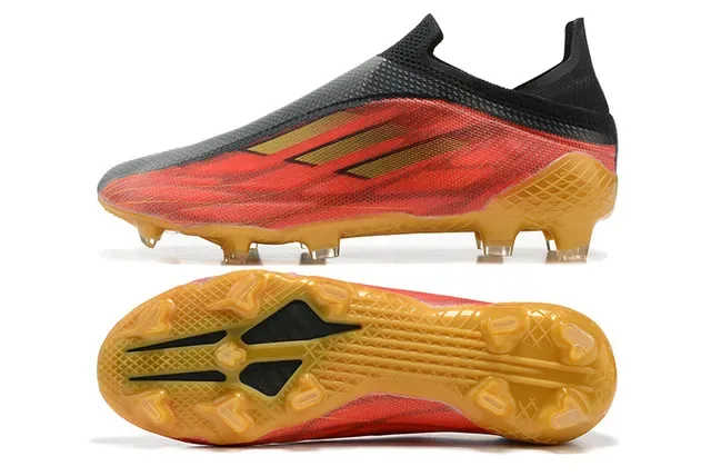 Adidas Rouge Noir Chaussures de Football Basse Coupe Lacets Asymétriques Jaula Terrain Ferme 9
