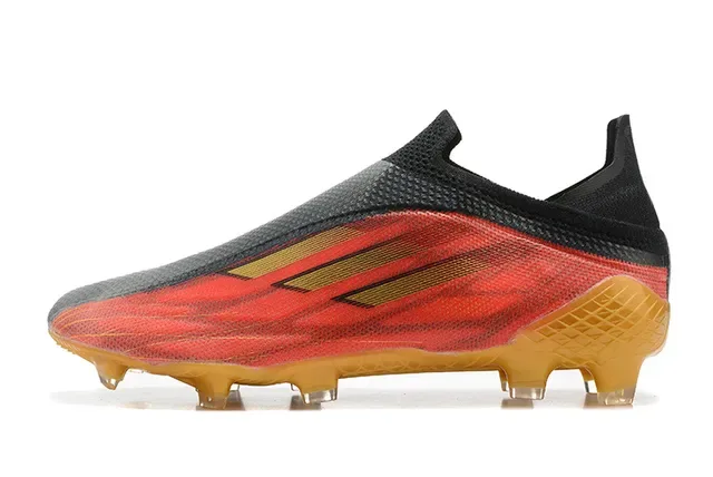 Adidas Rouge Noir Chaussures de Football Basse Coupe Lacets Asymétriques Jaula Terrain Ferme 10