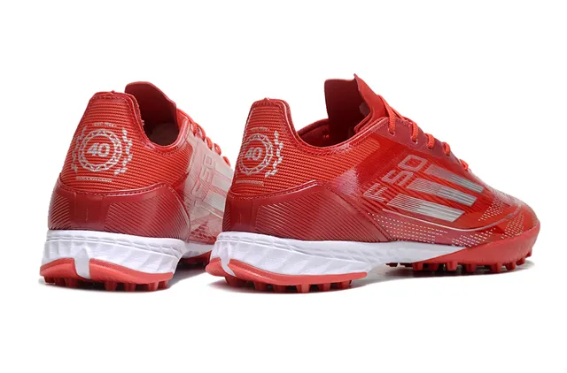 Adidas Red White Lightweight Synthetic Upper Engineered Knit Mesh Turf Soccer Shoes 5