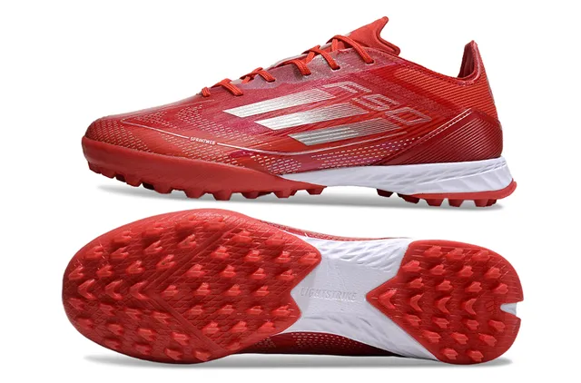 Adidas Red White Lightweight Synthetic Upper Engineered Knit Mesh Turf Soccer Shoes 6