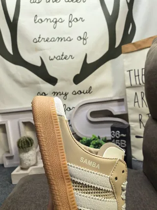 Adidas Samba Lace-Up Mule Beige and Off-White Casual Loafers 3