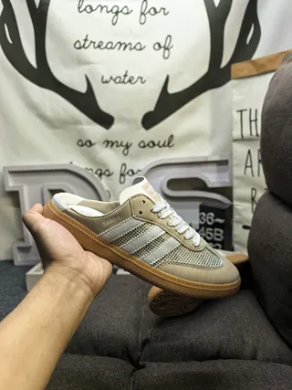Adidas Samba Lace-Up Mule Beige and Off-White Casual Loafers 5