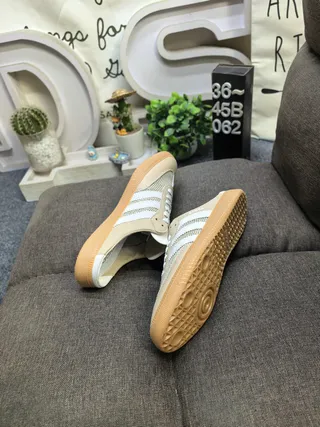 Adidas Samba Lace-Up Mule Beige and Off-White Casual Loafers 6