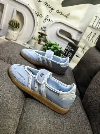 Adidas Samba Light Blue Suede Laceless Lifestyle Sneakers 7