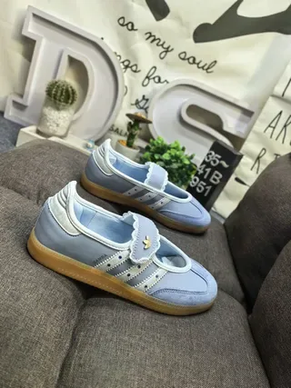 Adidas Samba Light Blue Suede Laceless Lifestyle Sneakers 9