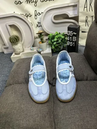 Adidas Samba Light Blue Suede Laceless Lifestyle Sneakers 10