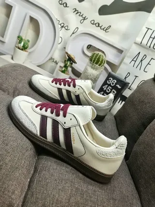 Adidas Samba Off-White Burgundy Lifestyle Sneakers 7