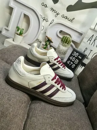 Adidas Samba Off-White Burgundy Lifestyle Sneakers 9