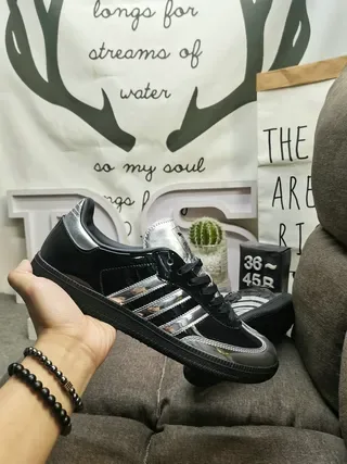 Adidas Samba OG Glossy Black and Metallic Silver Lifestyle Sneakers 6