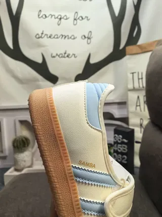 Adidas Samba OG Off-White and Light Blue Lifestyle Sneakers 3