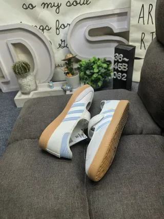 Adidas Samba OG Off-White and Light Blue Lifestyle Sneakers 6