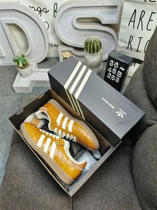 Adidas Samba OG Tan Croc-Embossed Leather Lifestyle Sneakers 3