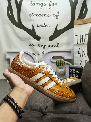 Adidas Samba OG Tan Croc-Embossed Leather Lifestyle Sneakers 6