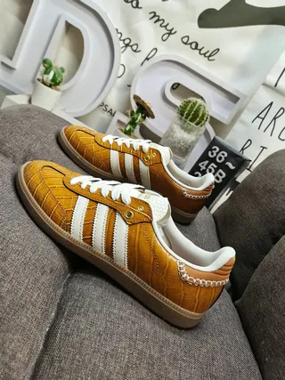 Adidas Samba OG Tan Croc-Embossed Leather Lifestyle Sneakers 7