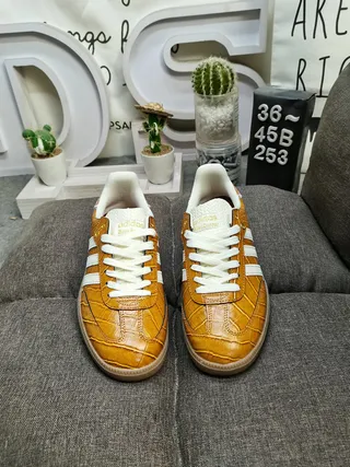 Adidas Samba OG Tan Croc-Embossed Leather Lifestyle Sneakers 10