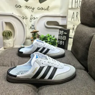 Adidas Samba Open-Back Mule White Black Casual Shoes