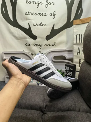 Adidas Samba Open-Back Mule White Black Casual Shoes 5