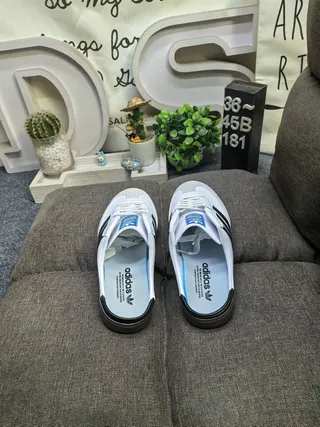 Adidas Samba Open-Back Mule White Black Casual Shoes 8