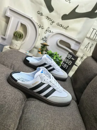 Adidas Samba Open-Back Mule White Black Casual Shoes 9