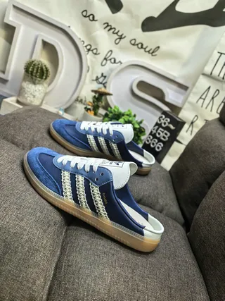Adidas Samba Slip-On Blue Suede Lifestyle Sneakers 7