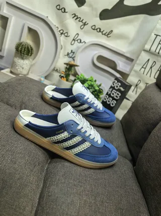Adidas Samba Slip-On Blue Suede Lifestyle Sneakers 9