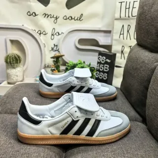 Adidas Samba सफेद काला भूरा गम जीवनशैली स्नीकर