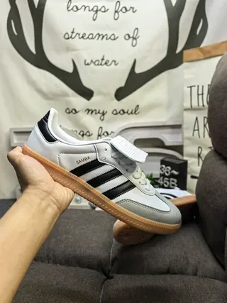 Adidas Samba White Black Gray Gum Lifestyle Sneakers 5