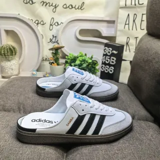 Adidas Samba White Black Open-Back Lace-Up Vamp Casual Shoes