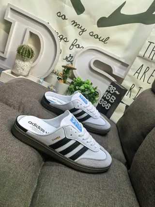 Adidas Samba White Black Open-Back Lace-Up Vamp Casual Shoes 9