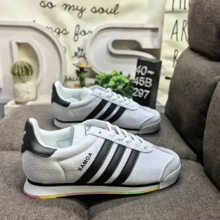 Adidas Samoa सफेद काला इंद्रधनुषा आउटसोल लाइफस्टाइल स्नीकर