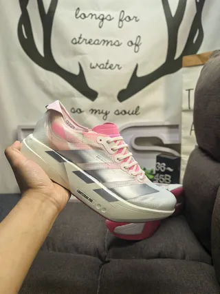 Adidas Silver Pink Iridescent Mesh Accent Overlays Running Shoes 5
