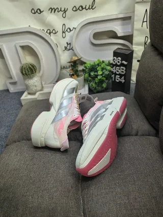 Adidas Silver Pink Iridescent Mesh Accent Overlays Running Shoes 6