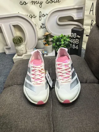 Adidas Silver Pink Iridescent Mesh Accent Overlays Running Shoes 10