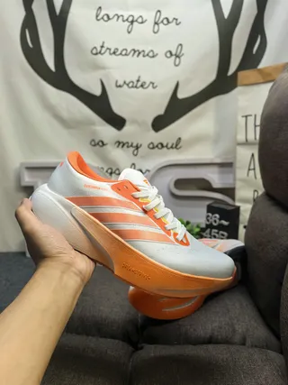 Adidas Supernova White Orange Knit Mesh Upper Three-Stripe Side Branding Running Shoes 5