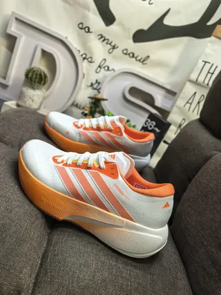Adidas Supernova White Orange Knit Mesh Upper Three-Stripe Side Branding Running Shoes 7